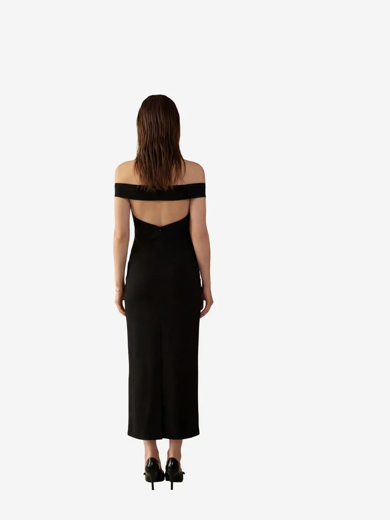 ماي فاشن MY FASHION Off Shoulder Bodycon Maxi Dress with Slit